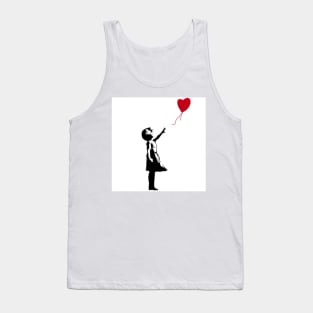 Banksy Girl with Red Heart Balloon Tank Top